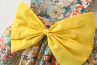 Load image into Gallery viewer, Baby Girls Flower Bow Print Beach Dresses And Accessories Hats Wholesale 220330367
