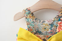 Load image into Gallery viewer, Baby Girls Flower Bow Print Beach Dresses And Accessories Hats Wholesale 220330367
