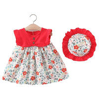 Load image into Gallery viewer, Baby Girls Flower Print Dresses And Accessories Hats Wholesale 220330369
