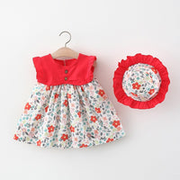 Load image into Gallery viewer, Baby Girls Flower Print Dresses And Accessories Hats Wholesale 220330369
