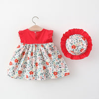 Load image into Gallery viewer, Baby Girls Flower Print Dresses And Accessories Hats Wholesale 220330369
