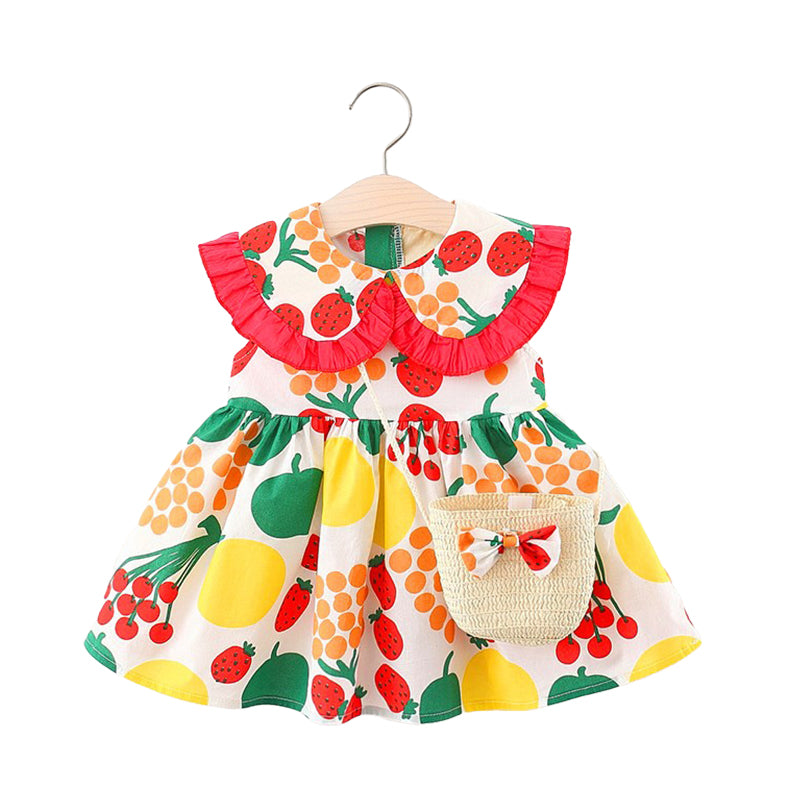 Baby Girls Fruit Print Dresses Wholesale 220330371