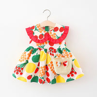 Load image into Gallery viewer, Baby Girls Fruit Print Dresses Wholesale 220330371

