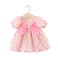 Load image into Gallery viewer, Baby Girls Flower Bow Print Dresses Wholesale 220330372
