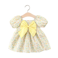 Load image into Gallery viewer, Baby Girls Flower Bow Print Dresses Wholesale 220330372
