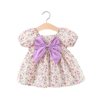 Load image into Gallery viewer, Baby Girls Flower Bow Print Dresses Wholesale 220330372
