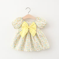Load image into Gallery viewer, Baby Girls Flower Bow Print Dresses Wholesale 220330372
