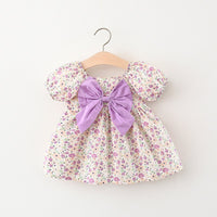 Load image into Gallery viewer, Baby Girls Flower Bow Print Dresses Wholesale 220330372
