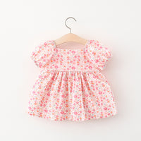 Load image into Gallery viewer, Baby Girls Flower Bow Print Dresses Wholesale 220330372
