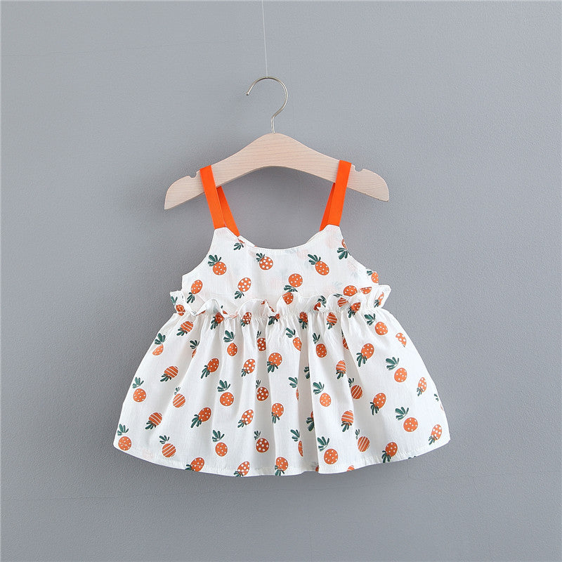 Baby Kid Girls Fruit Print Dresses Wholesale 22033038