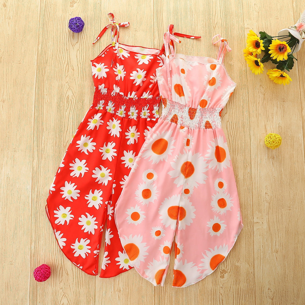 Baby Kid Girls Flower Print Jumpsuits Wholesale 220330380