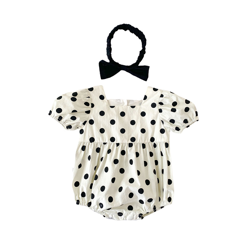 Baby Girls Polka dots Bow Rompers Wholesale 220330393