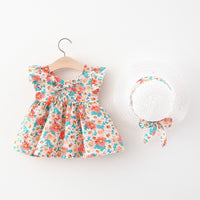 Load image into Gallery viewer, Baby Kid Girls Flower Bow Print Dresses Wholesale 220330394
