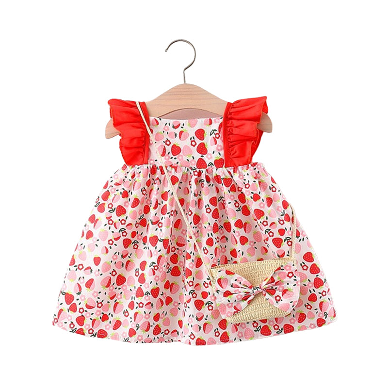 Baby Kid Girls Flower Fruit Print Dresses Wholesale 220330397