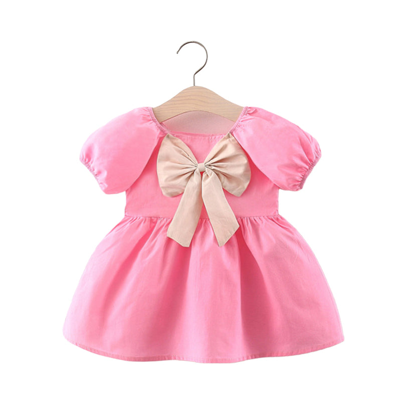 Baby Kid Girls Solid Color Bow Dresses Wholesale 220330398