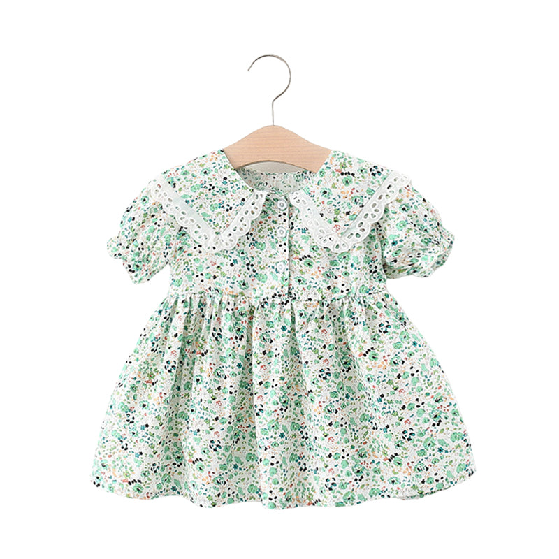Baby Kid Girls Flower Lace Print Dresses Wholesale 220330399
