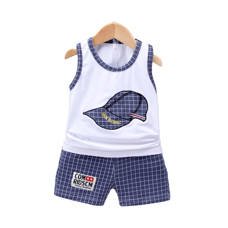 2 Pieces Set Baby Kid Unisex Striped Letters Love heart Star Print Tank Tops And Flower Checked Animals Bow Ripped Shorts Wholesale 22033040