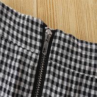 Load image into Gallery viewer, 2 Pieces Set Baby Kid Girls Solid Color Tops And Checked Skirts Wholesale 220330404

