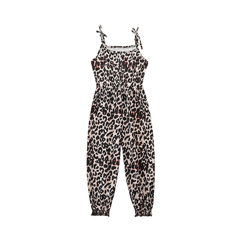 Baby Kid Girls Flower Leopard Print Jumpsuits Wholesale 220330406