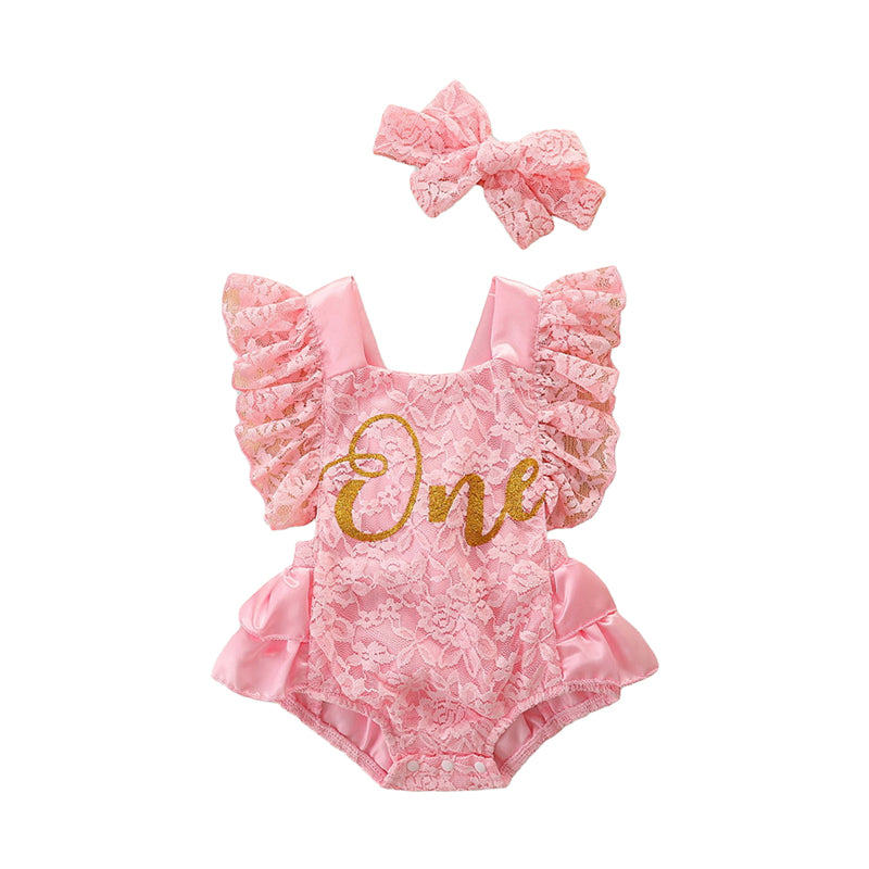 Baby Girls Bow Lace Rompers Wholesale 220330407