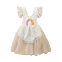 Load image into Gallery viewer, Baby Girls Rainbow Bow Lace Embroidered Rompers Wholesale 220330408
