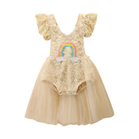 Load image into Gallery viewer, Baby Girls Rainbow Bow Lace Embroidered Rompers Wholesale 220330408
