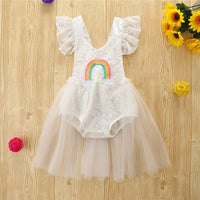 Load image into Gallery viewer, Baby Girls Rainbow Bow Lace Embroidered Rompers Wholesale 220330408
