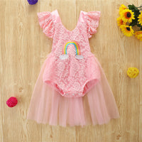 Load image into Gallery viewer, Baby Girls Rainbow Bow Lace Embroidered Rompers Wholesale 220330408
