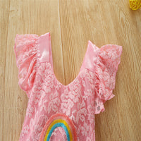 Load image into Gallery viewer, Baby Girls Rainbow Bow Lace Embroidered Rompers Wholesale 220330408
