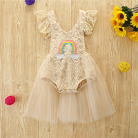 Load image into Gallery viewer, Baby Girls Rainbow Bow Lace Embroidered Rompers Wholesale 220330408
