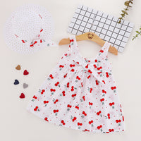 Load image into Gallery viewer, Baby Kid Girls Fruit Polka dots Bow Print Beach Dresses Wholesale 22033041
