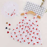 Load image into Gallery viewer, Baby Kid Girls Fruit Polka dots Bow Print Beach Dresses Wholesale 22033041
