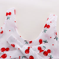 Load image into Gallery viewer, Baby Kid Girls Fruit Polka dots Bow Print Beach Dresses Wholesale 22033041
