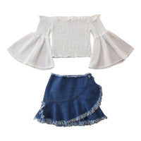 Load image into Gallery viewer, 2 Pieces Set Baby Kid Girls Letters Tops And Bow Skirts Wholesale 220330412
