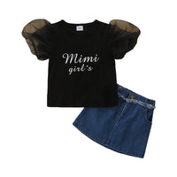 Load image into Gallery viewer, 2 Pieces Set Baby Kid Girls Letters Tops And Bow Skirts Wholesale 220330412
