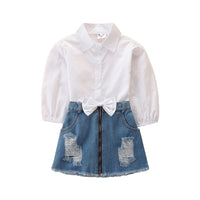 Load image into Gallery viewer, 2 Pieces Set Baby Kid Girls Letters Tops And Bow Skirts Wholesale 220330412
