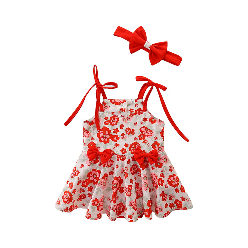 Baby Kid Girls Flower Bow Print Rompers Wholesale 220330426