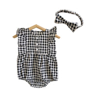 Load image into Gallery viewer, Baby Girls Checked Rompers Wholesale 220330436
