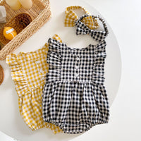 Load image into Gallery viewer, Baby Girls Checked Rompers Wholesale 220330436
