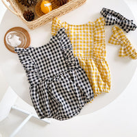 Load image into Gallery viewer, Baby Girls Checked Rompers Wholesale 220330436
