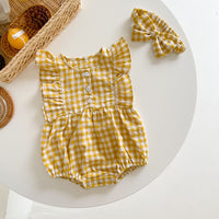 Load image into Gallery viewer, Baby Girls Checked Rompers Wholesale 220330436
