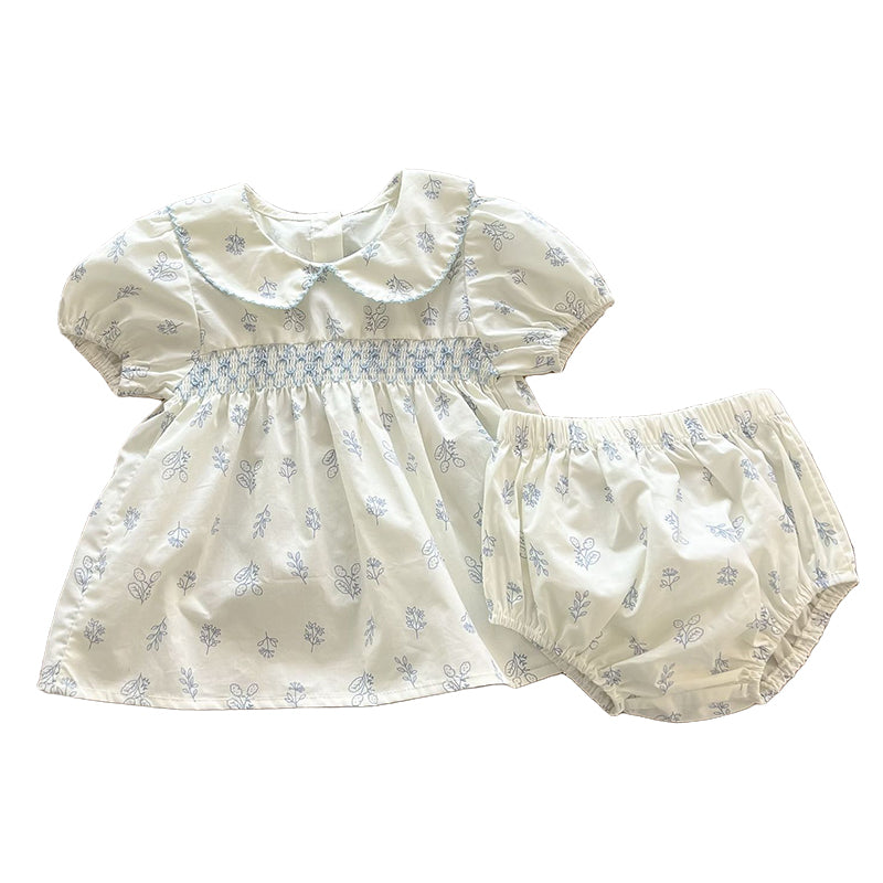 2 Pieces Set Baby Kid Girls Flower Print Dresses And Shorts Wholesale 220330452