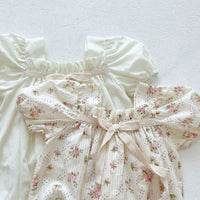 Load image into Gallery viewer, Baby Kid Girls Solid Color Flower Print Rompers Wholesale 220330454
