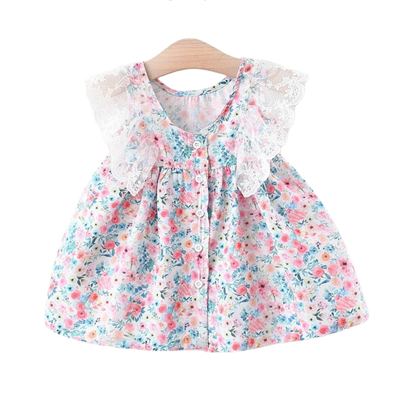 Baby Kid Girls Flower Lace Print Dresses Wholesale 220330459