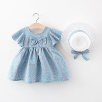 Load image into Gallery viewer, Baby Kid Girls Flower Bow Print Dresses Hats Wholesale 220330460

