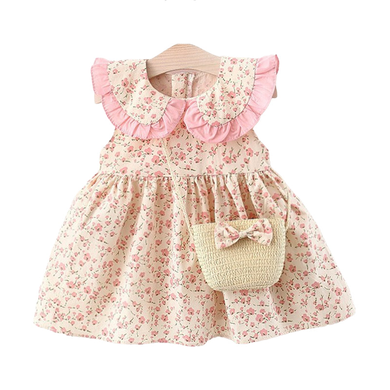 Baby Kid Girls Flower Print Dresses Wholesale 220330468