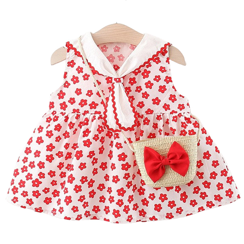Baby Kid Girls Flower Print Dresses Wholesale 220330470