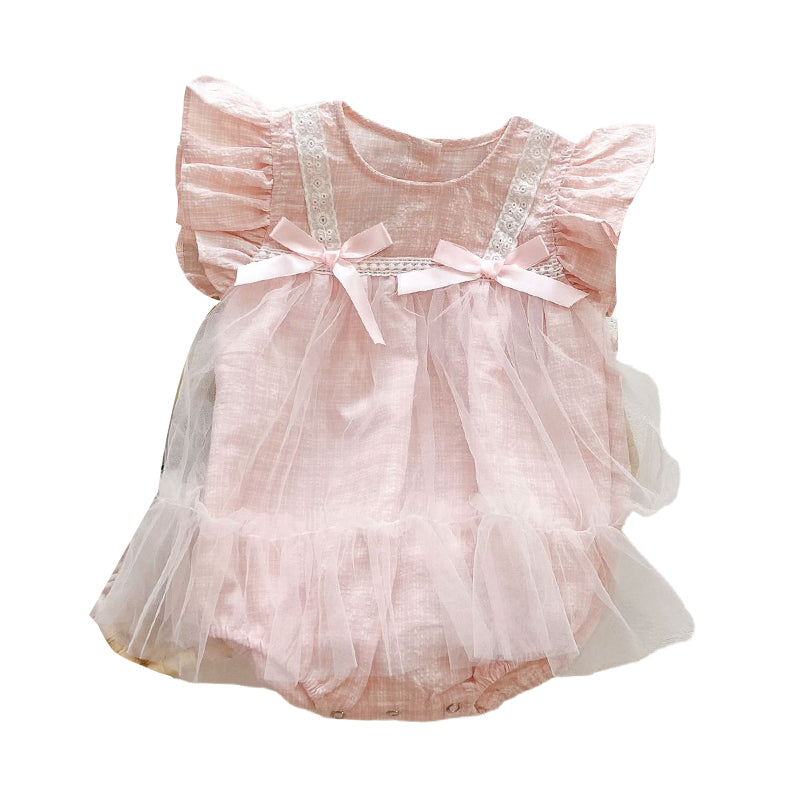 Baby Kid Girls Solid Color Bow Rompers Wholesale 220330471