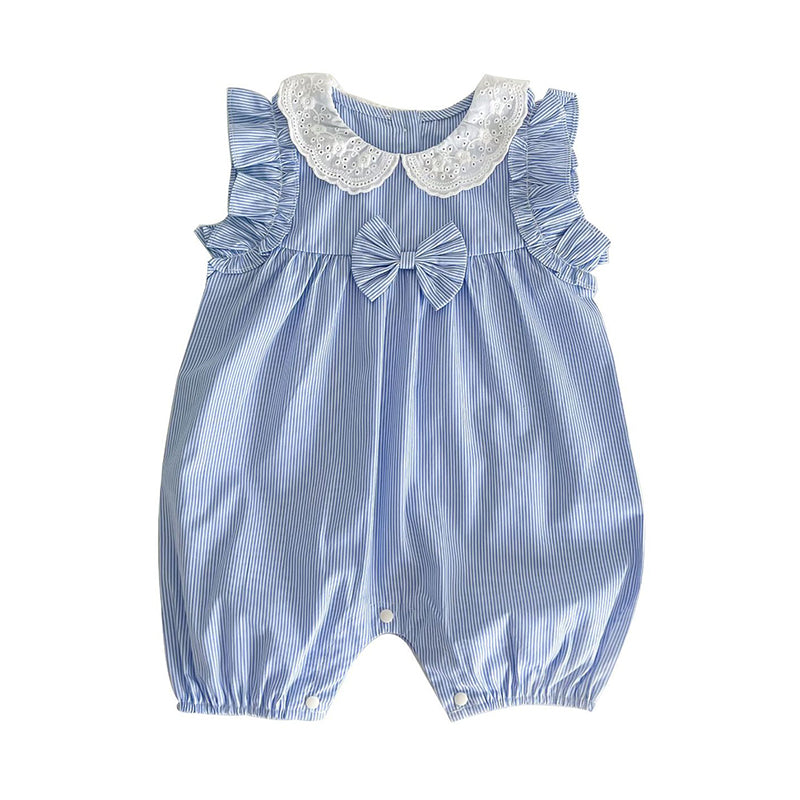 Baby Kid Girls Striped Bow Jumpsuits Wholesale 220330472