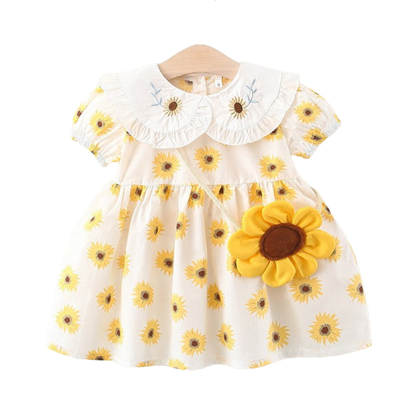 Baby Kid Girls Flower Print Dresses Wholesale 220330473